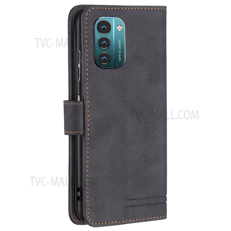 BINFEN COLOR BF09 RFID Blocking PU Leather Flip Cover for Nokia G21/G11, Fully Wrapped Protective Stand Wallet Case - Black-3