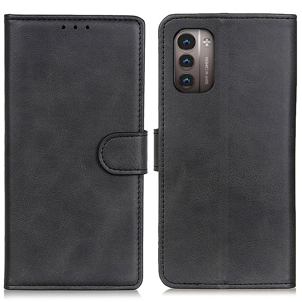 For Nokia G11/G21 Textured PU Leather Flip Folio Book Phone Case Wallet Stand Magnetic Lock Protective Cover - Black-1