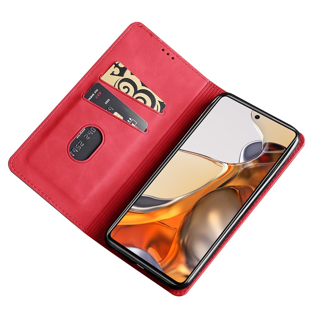 Soft Touch Magnetic Closure Phone Case for Google Pixel 7 5G Shockproof Folio Flip Cover Anti-Scratch PU Leather Protective Case with Wallet Stand - Red-3