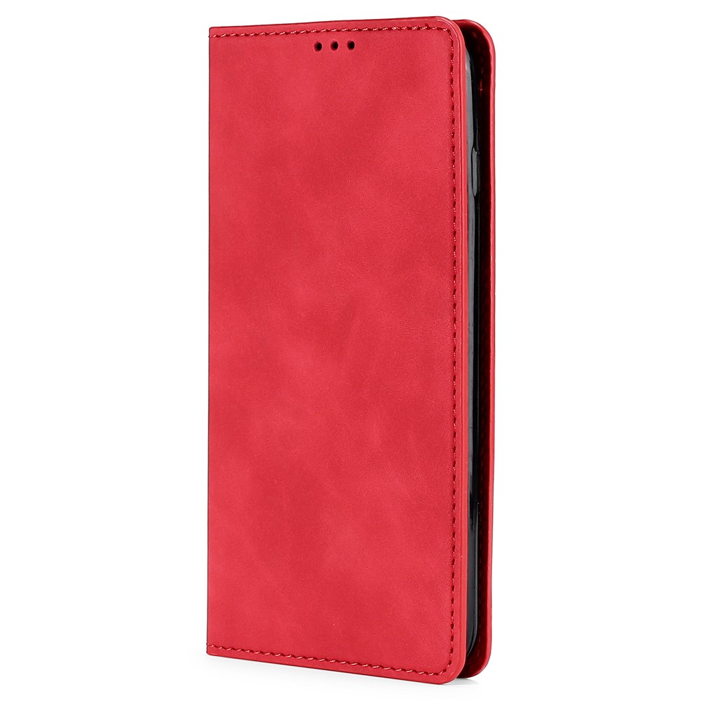 Soft Touch Magnetic Closure Phone Case for Google Pixel 7 5G Shockproof Folio Flip Cover Anti-Scratch PU Leather Protective Case with Wallet Stand - Red-5