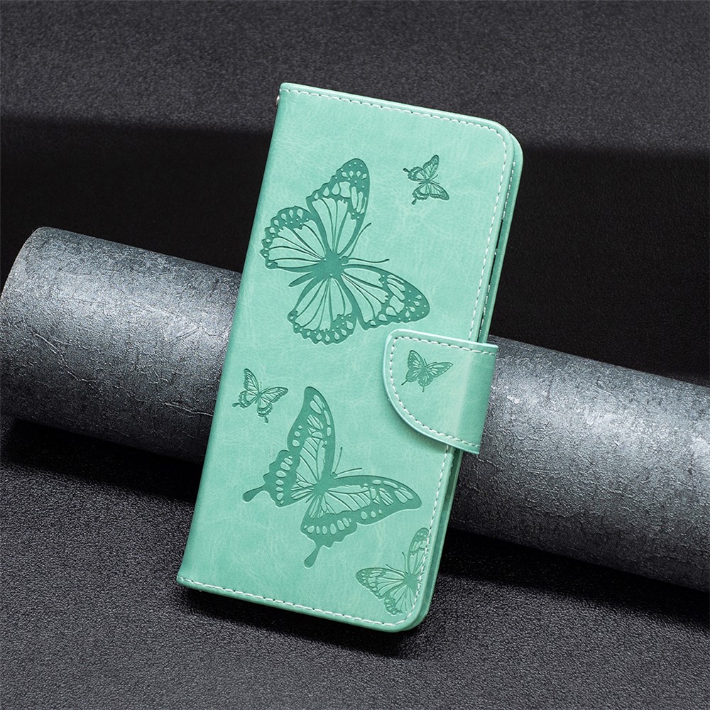 For Nokia G11/G21 BF Imprinting Pattern Series-4 Butterflies Imprinted Stand Case Full Protection Wallet Style Leather Shell - Green-5
