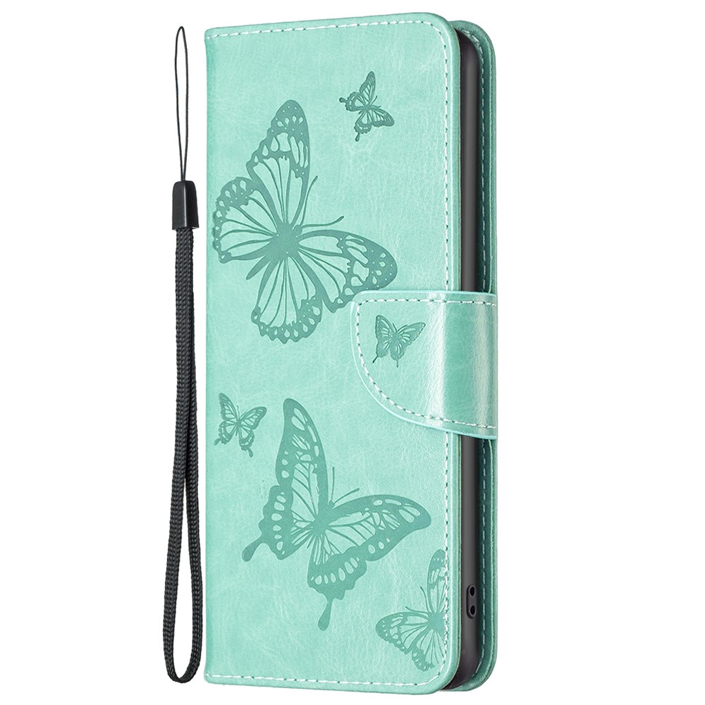 For Nokia G11/G21 BF Imprinting Pattern Series-4 Butterflies Imprinted Stand Case Full Protection Wallet Style Leather Shell - Green-6