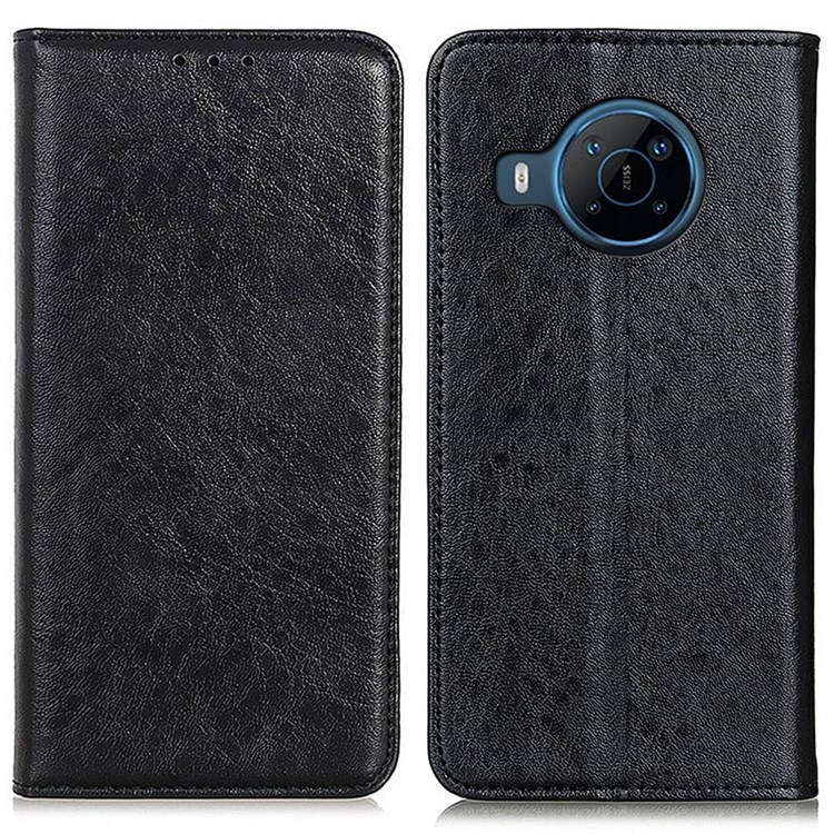 For Nokia X100 PU Leather Flip Book Phone Case Crazy Horse Texture Magnetic Absorption Stand Wallet Folio Cover - Black-1