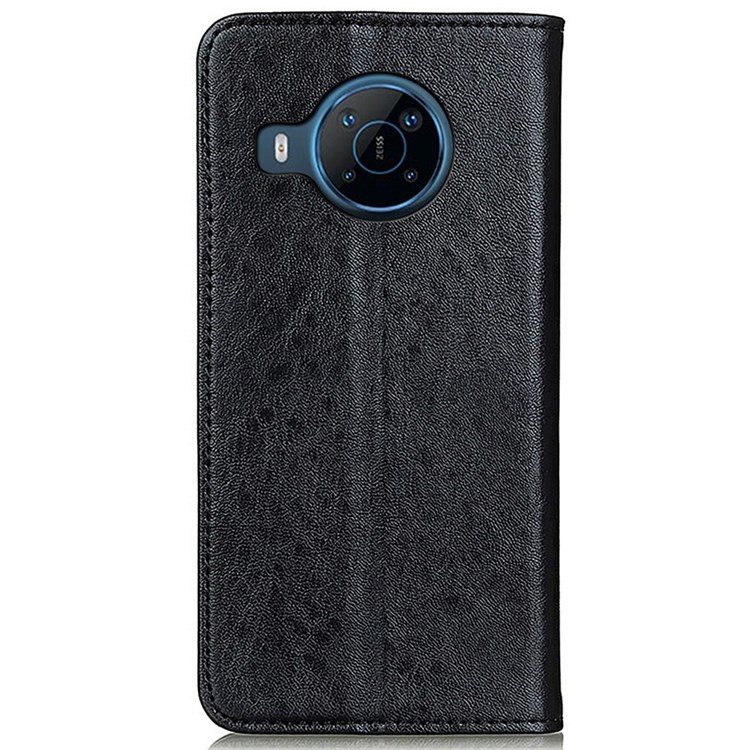 For Nokia X100 PU Leather Flip Book Phone Case Crazy Horse Texture Magnetic Absorption Stand Wallet Folio Cover - Black-6