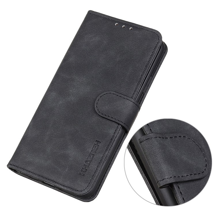 KHAZNEH for Nokia X100 PU Leather Retro Texture Phone Case Wallet Stand TPU Shockproof Interior Magnetic Closure Protective Cover - Black-4