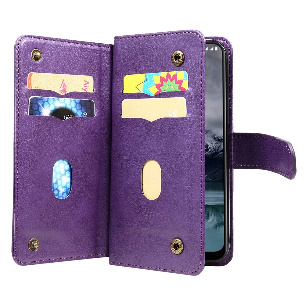 KT Multi-functional Series-1 for Nokia G21/G11 Magnetic 10 Card Slots Wallet Case PU Leather Stand Flip Protective Cover - Purple-4