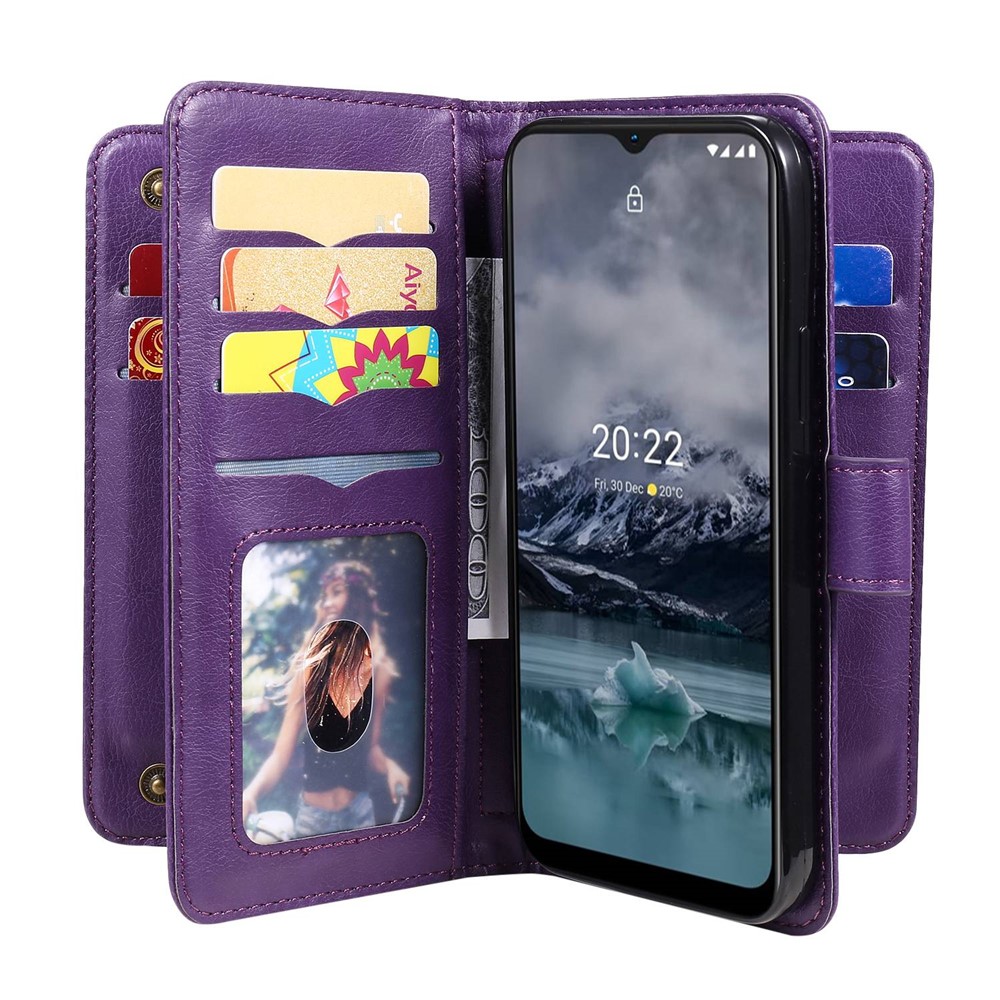 KT Multi-functional Series-1 for Nokia G21/G11 Magnetic 10 Card Slots Wallet Case PU Leather Stand Flip Protective Cover - Purple-7