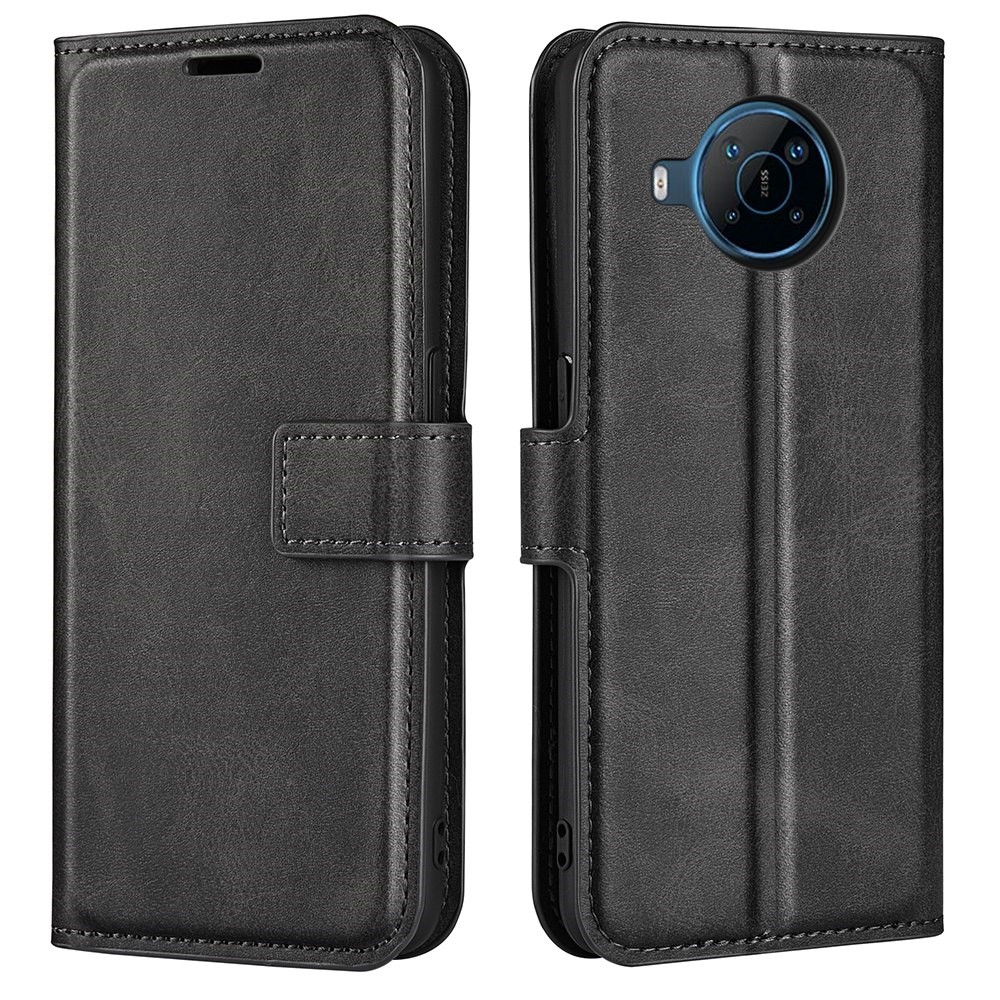 For Nokia X100 Textured PU Leather + TPU Folio Flip Phone Case with Wallet Stand - Black-1
