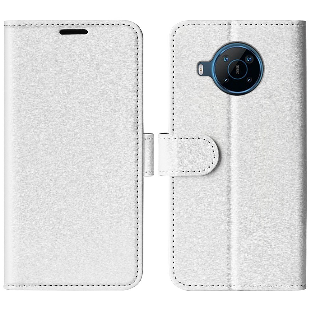 For Nokia X100 PU Leather Crazy Horse Texture Wallet Case Magnetic Clasp Folio Flip Stand Phone Cover - White-1