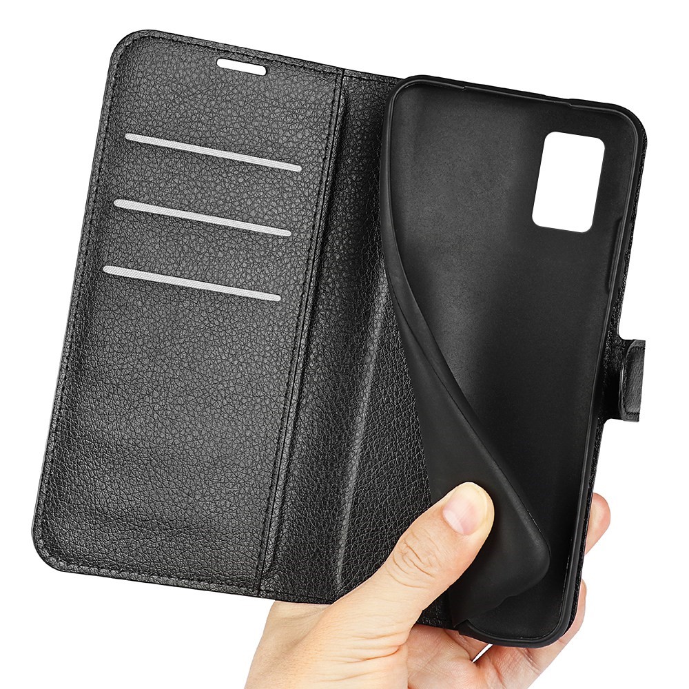 For ZTE Avid 589 Litchi Texture Phone Case Full Protection PU Leather Stand Wallet Phone Case - Black-6