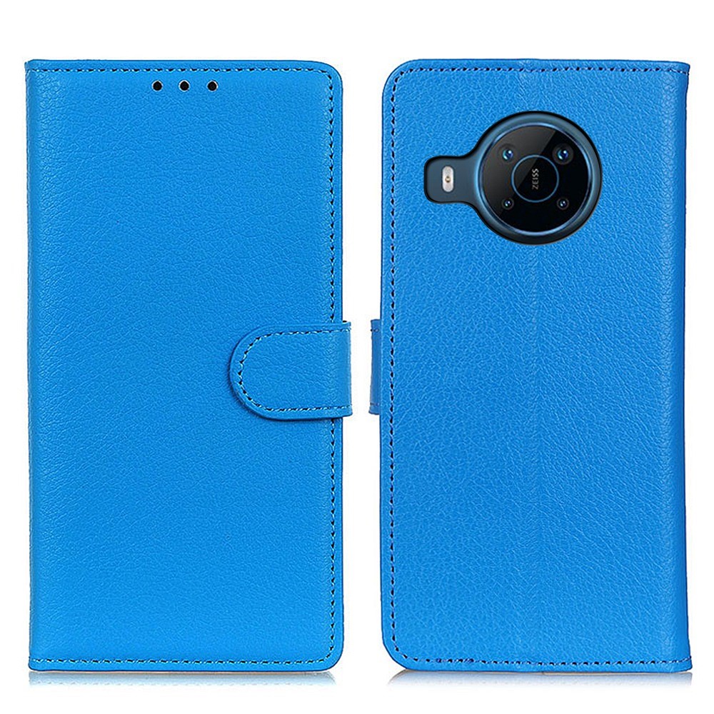 For Nokia X100 PU Leather Phone Case Litchi Texture Shockproof TPU Wallet Stand Book Style Flip Cover - Blue-1