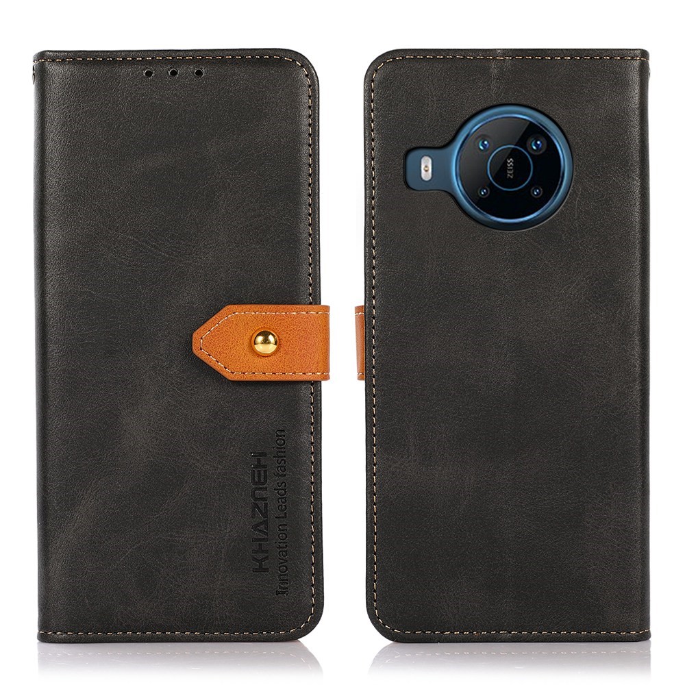 KHAZNEH for Nokia X100 PU Leather Golden Magnetic Buckle Wallet Phone Cover Stand Anti-Drop Full Protection Phone Cover - Black-1