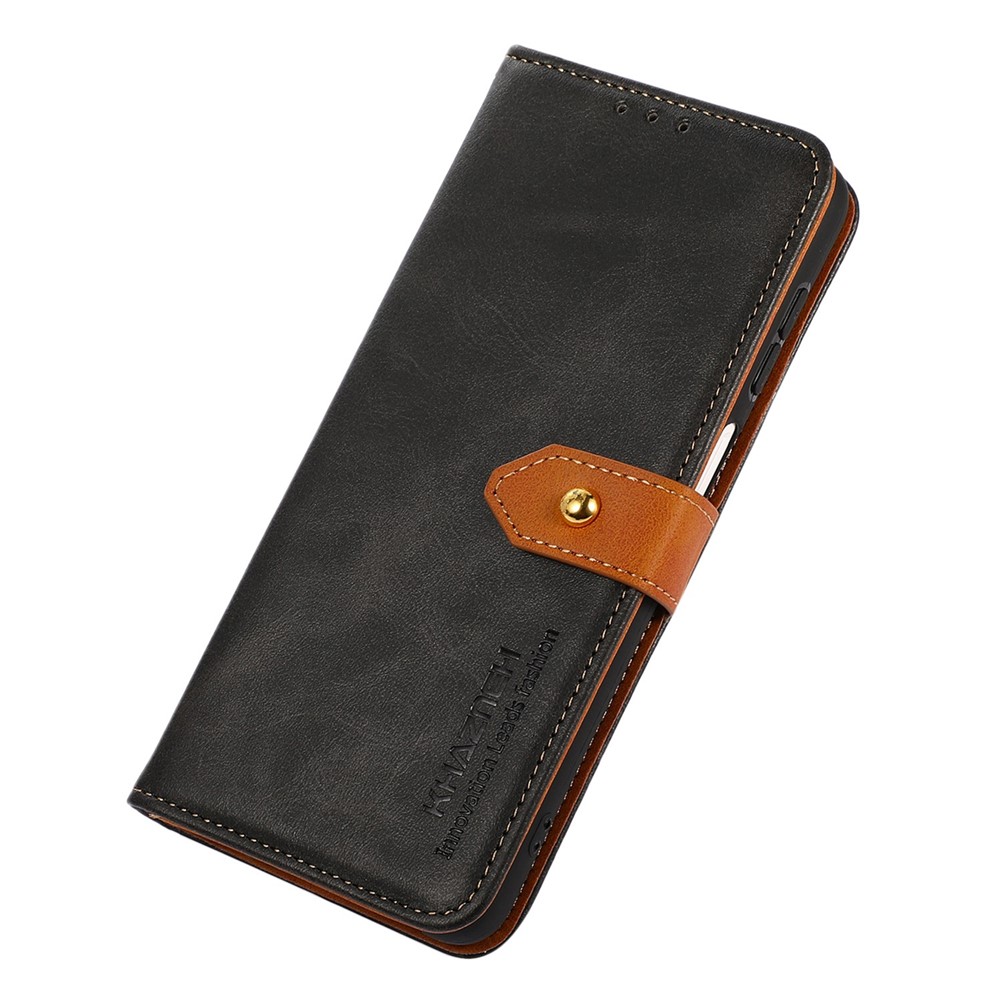 KHAZNEH for Nokia X100 PU Leather Golden Magnetic Buckle Wallet Phone Cover Stand Anti-Drop Full Protection Phone Cover - Black-6