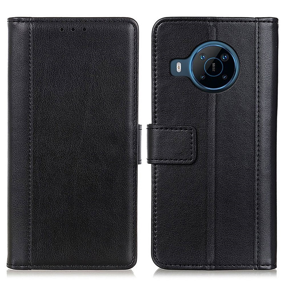 For Nokia X100 PU Leather Flip Case Stand TPU Shockproof Wallet Magnetic Buckle Phone Cover - Black-1