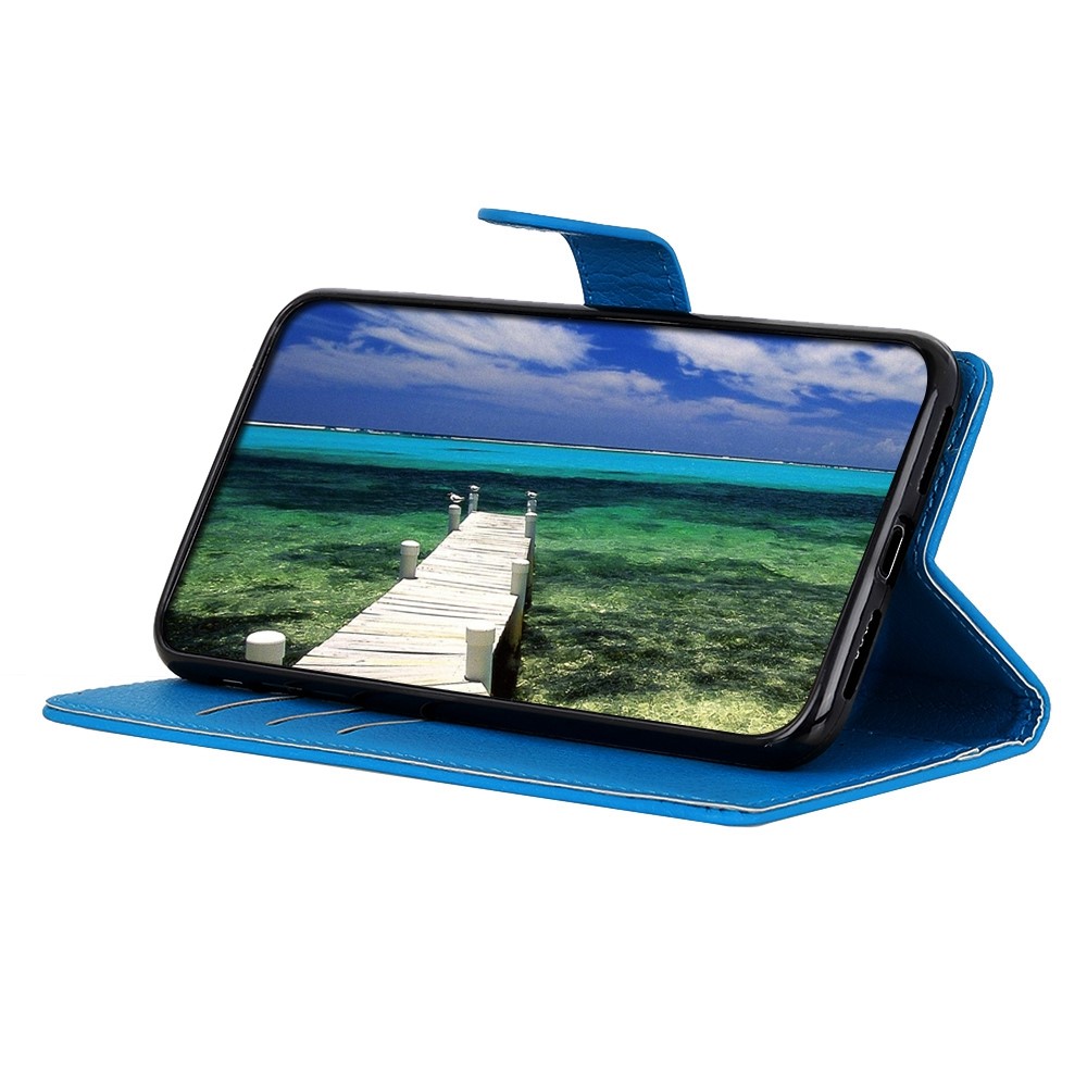 For Nokia C200 Litchi Texture PU Leather Flip Folio Wallet Case Stand Magnetic Shockproof TPU Inner Protective Cover - Blue-2