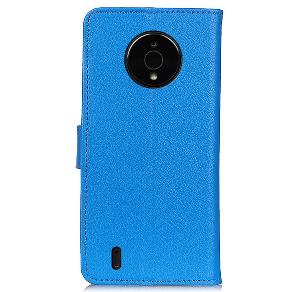 For Nokia C200 Litchi Texture PU Leather Flip Folio Wallet Case Stand Magnetic Shockproof TPU Inner Protective Cover - Blue-7