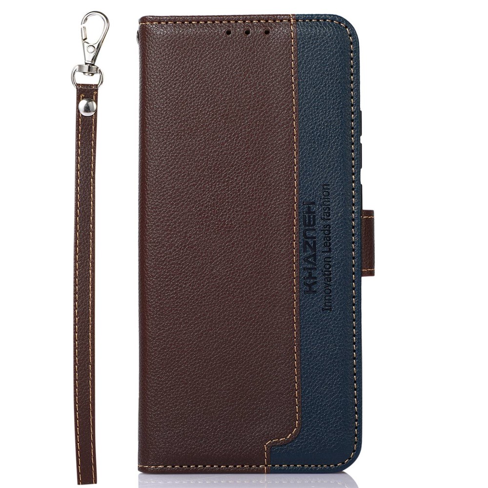 KHAZNEH for Nokia C200 Litchi Texture PU Leather Folding Phone Cover RFID Blocking Wallet Stand Flip Folio Shockproof Case with Strap - Brown-6