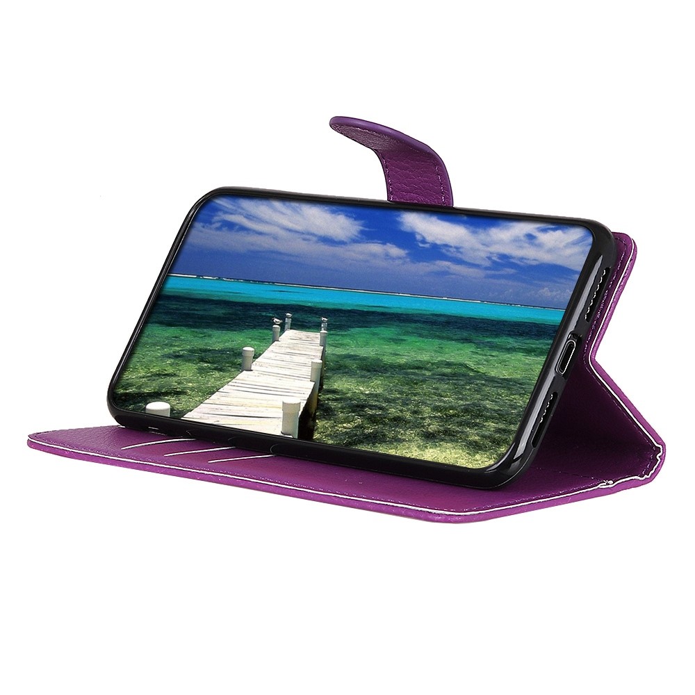 For Nokia C21 Plus Litchi Texture Wallet Case PU Leather Stand Magnetic Drop Protection Shockproof Cover - Purple-2