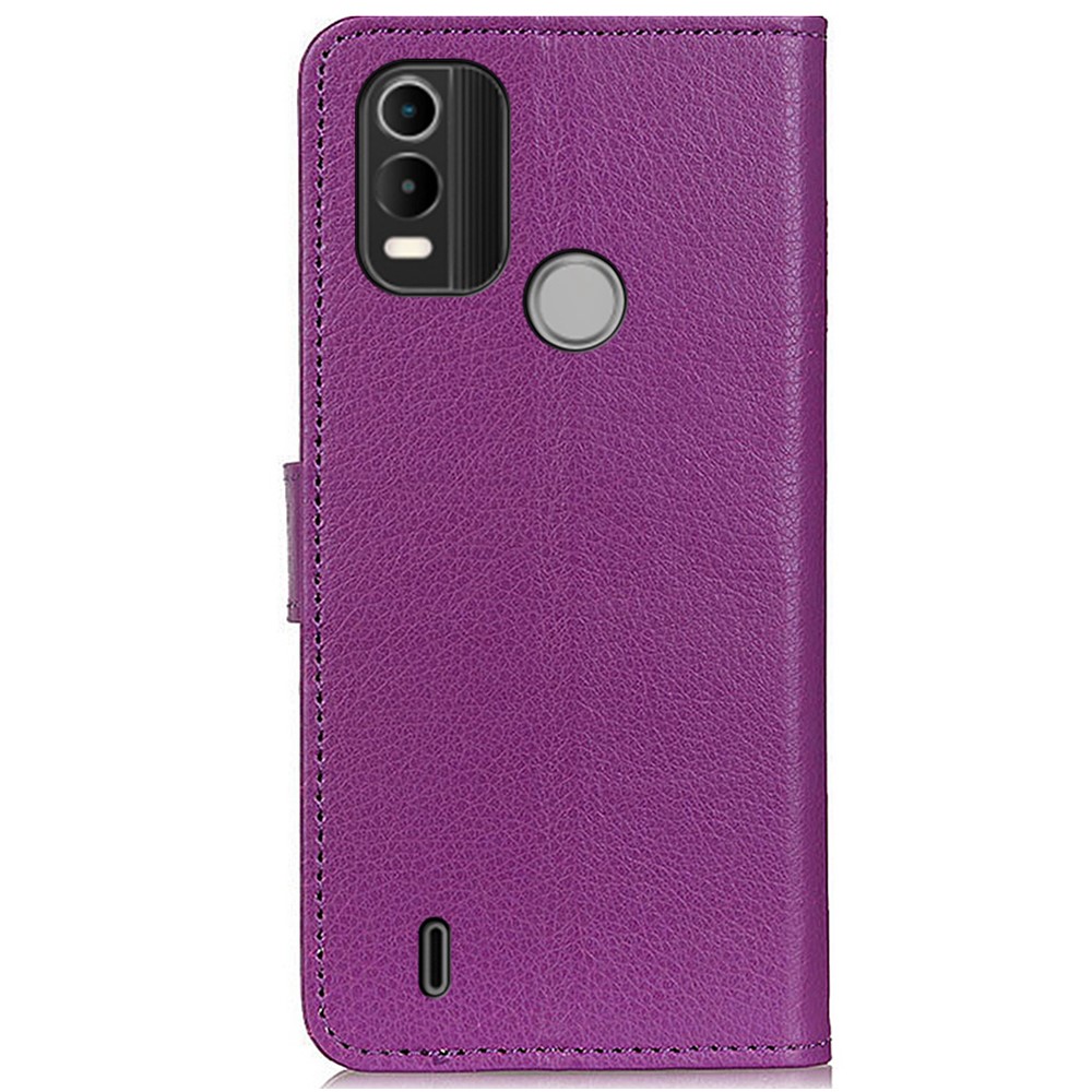 For Nokia C21 Plus Litchi Texture Wallet Case PU Leather Stand Magnetic Drop Protection Shockproof Cover - Purple-7