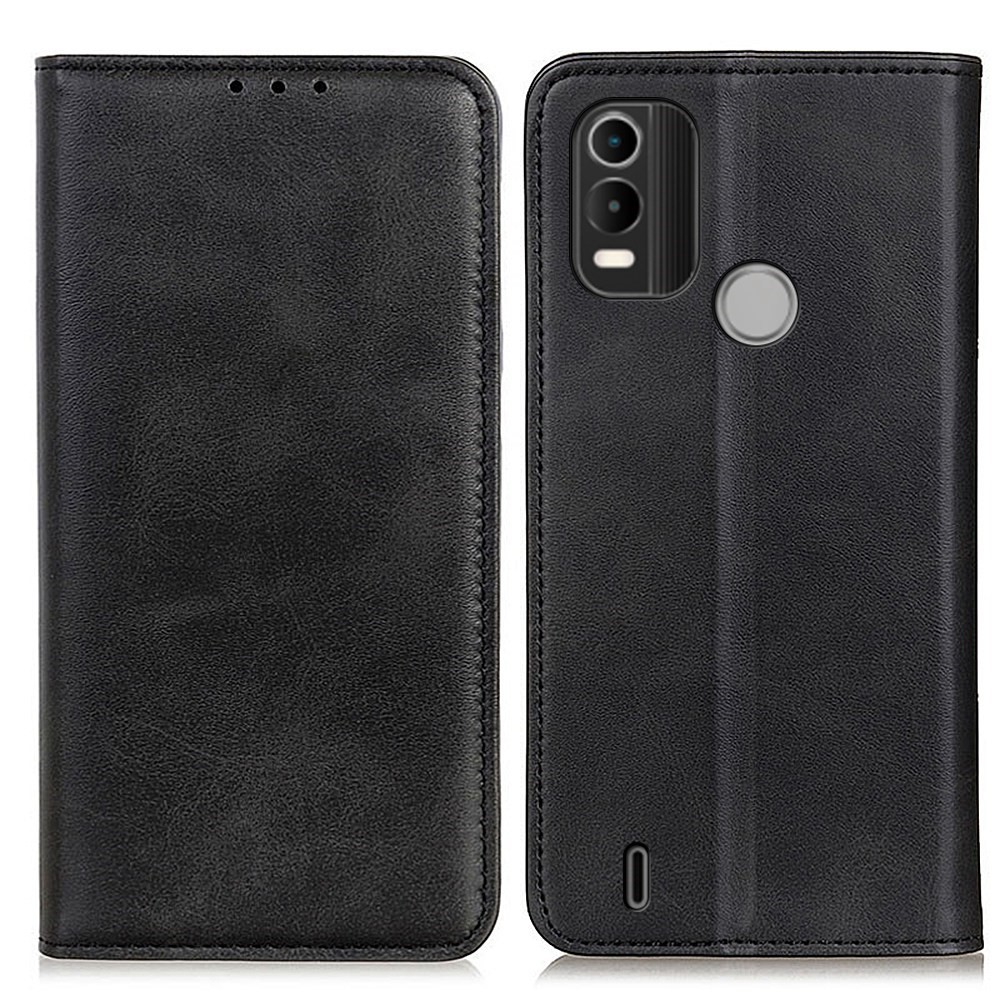 For Nokia C21 Plus Flip Book Split Leather Wallet Case Magnetic Auto-absorbed Stand Shockproof Protective Cover - Black-1