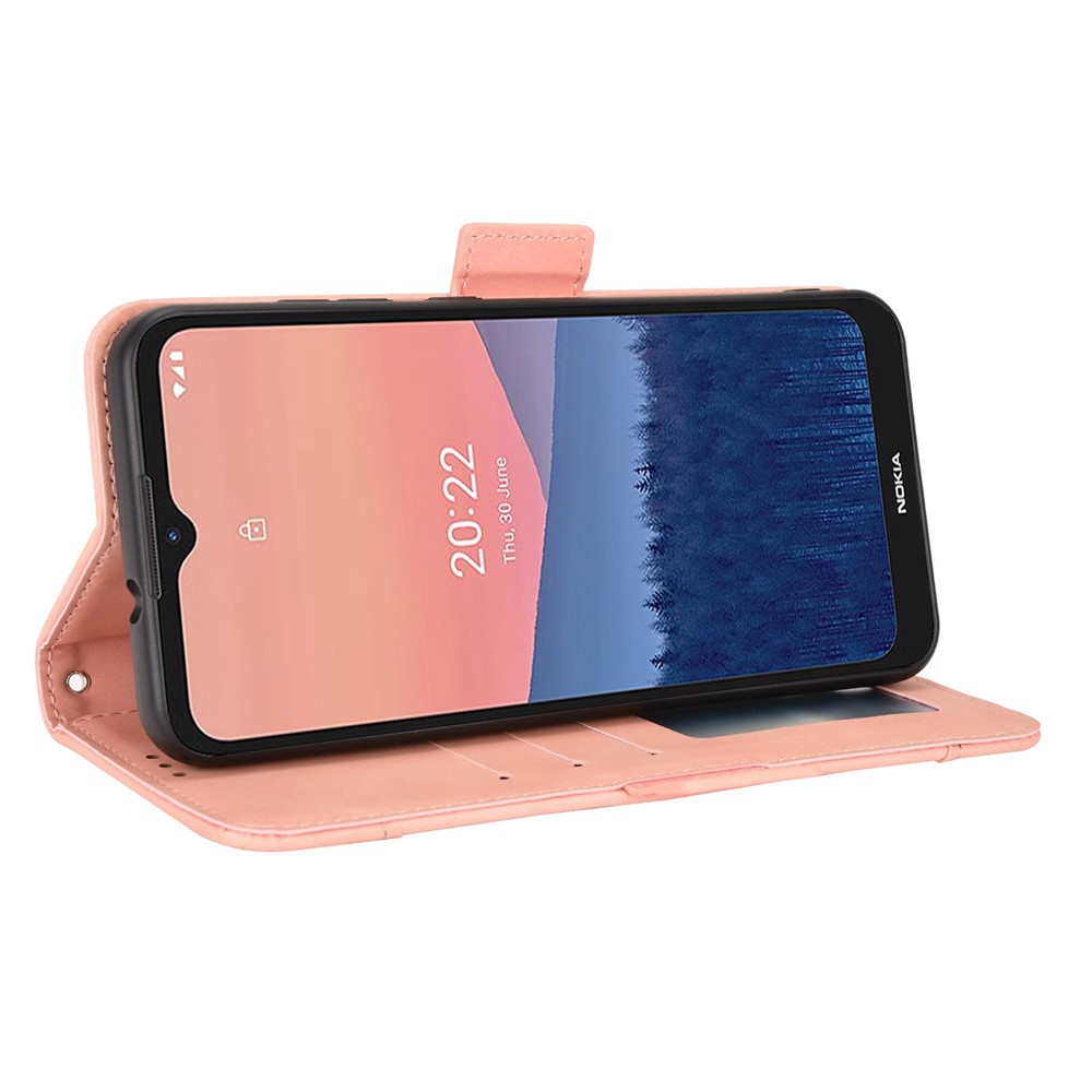 For Nokia C21 4G Full Body Protection Anti-fall PU Leather Case Wallet Stand Phone Shell with Multiple Card Slots - Pink-4