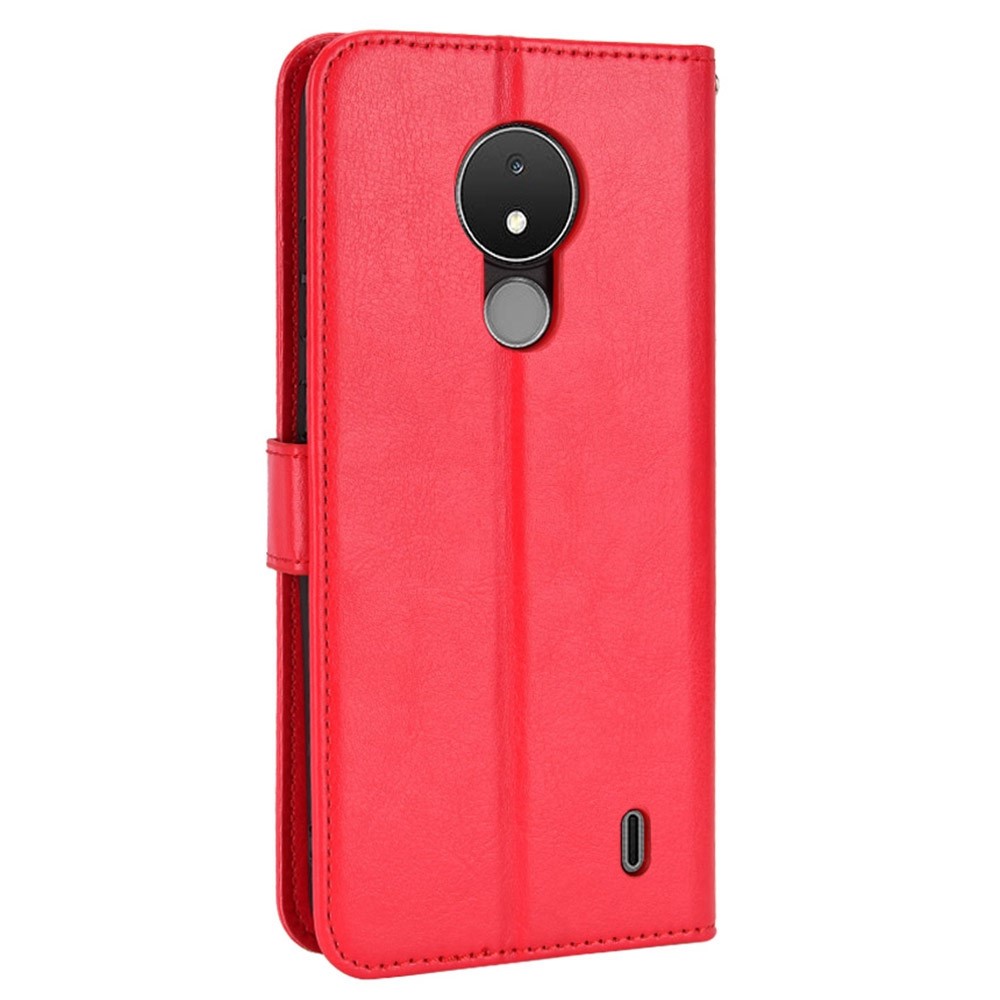 Crazy Horse Texture Case for Nokia C21 4G, Stand Wallet Function PU Leather Full Body Protection Phone Cover Shell - Red-6