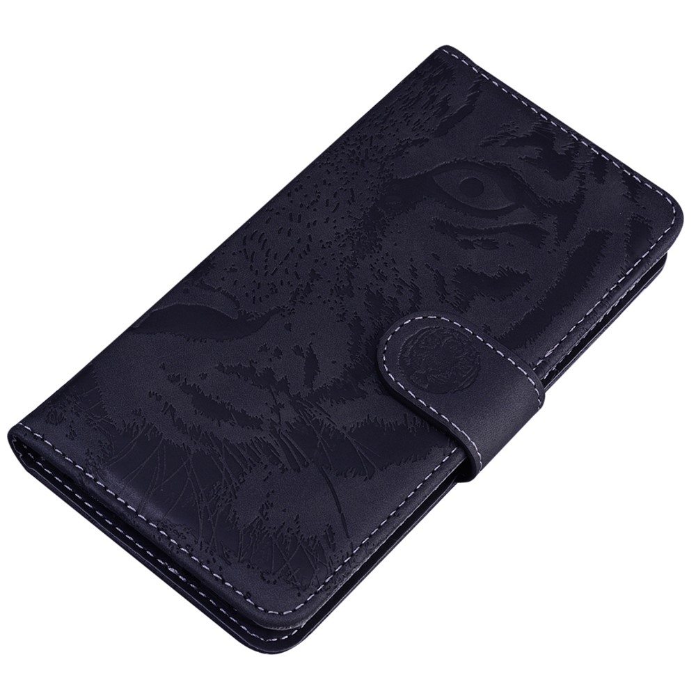 PU Leather Imprinting Tiger Pattern Case for Nokia C21 Plus, Foldable Stand Wallet Cell Phone Cover - Black-4
