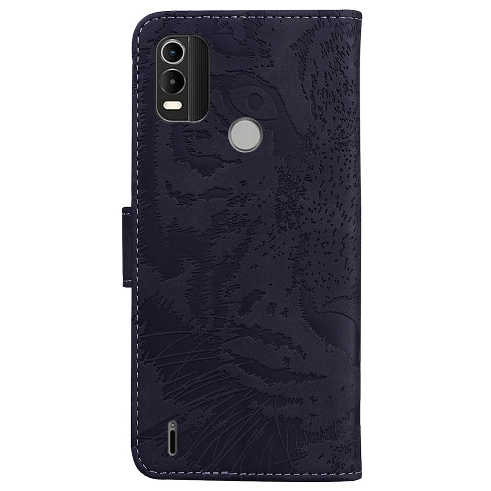 PU Leather Imprinting Tiger Pattern Case for Nokia C21 Plus, Foldable Stand Wallet Cell Phone Cover - Black-7