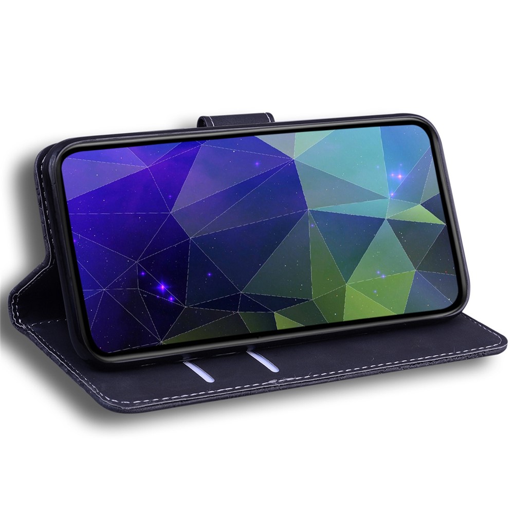 For Nokia C21 Plus Solid Color Shockproof Phone Case PU Leather Anti-scratch Protective Cover with Wallet Stand - Black-2