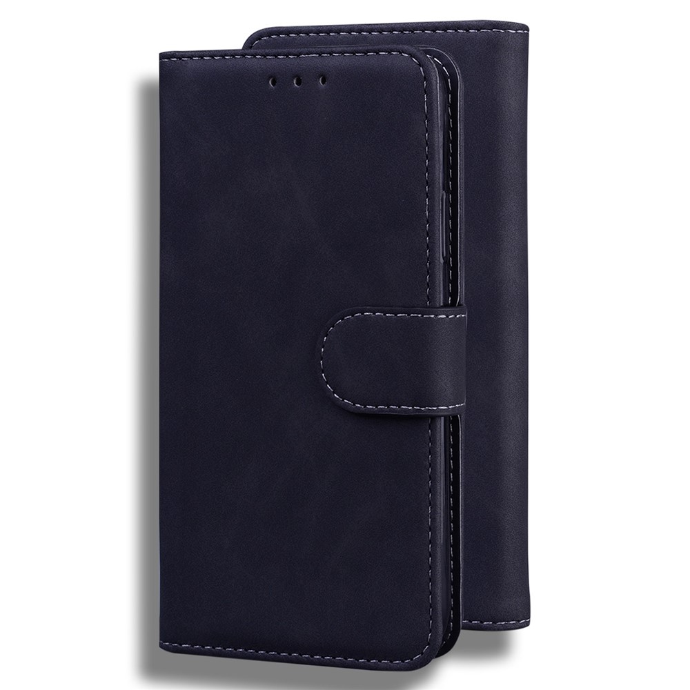For Nokia C21 Plus Solid Color Shockproof Phone Case PU Leather Anti-scratch Protective Cover with Wallet Stand - Black-8