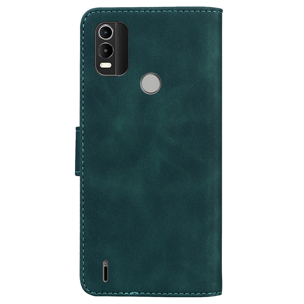 For Nokia C21 Plus Skin-touch PU Leather Anti-scratch Flip Case Stand Butterfly Pattern Printing Wallet Phone Protective Cover - Green-8