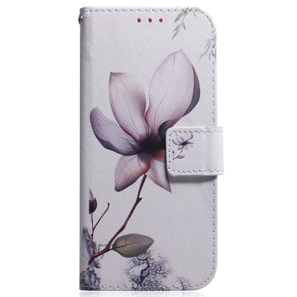 Pattern Printing Wallet Stand Case for Nokia C21 Plus, Full Protection PU Leather Folio Flip Cover with Strap - Pink Flower-7