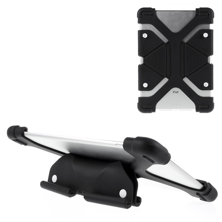 Universal Butterfly Kickstand Silicone Case for iPad Air 2 / Samsung Galaxy Tab S 10.5 T800 Etc - Black