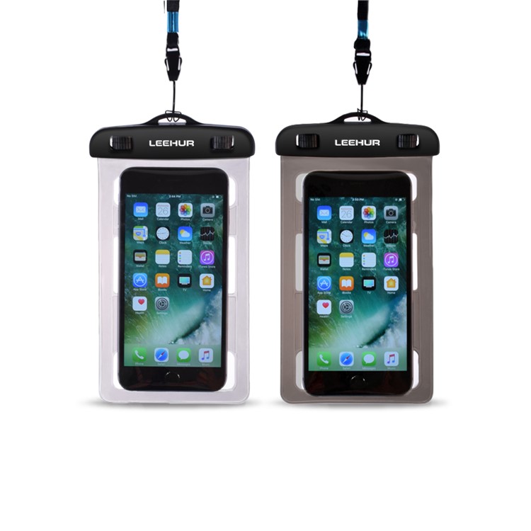 LEEHUR 2Pcs/Set Couple 30M Underwater Waterproof Bags for iPhone 7 Plus etc, Size: 195 x 106mm - Black + Grey-1