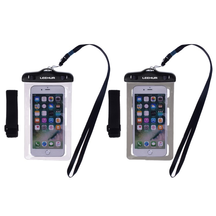LEEHUR 2Pcs/Set Couple 30M Underwater Waterproof Bags for iPhone 7 Plus etc, Size: 195 x 106mm - Black + Grey-11