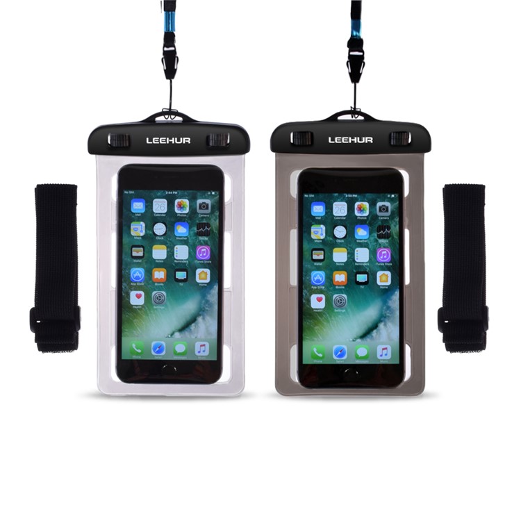 LEEHUR 2Pcs/Set Couple 30M Underwater Waterproof Bags for iPhone 7 Plus etc, Size: 195 x 106mm - Black + Grey-12