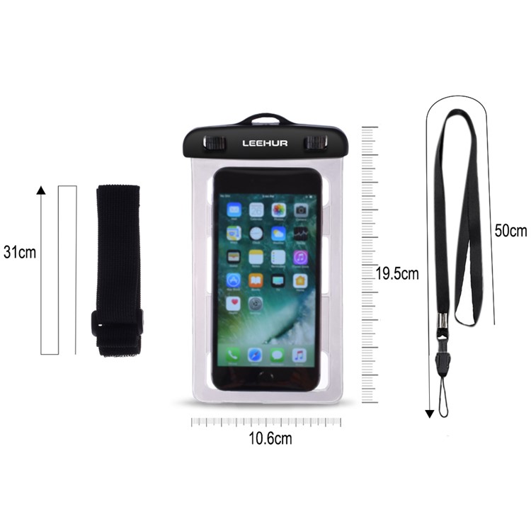 LEEHUR 2Pcs/Set Couple 30M Underwater Waterproof Bags for iPhone 7 Plus etc, Size: 195 x 106mm - Black + Grey-13