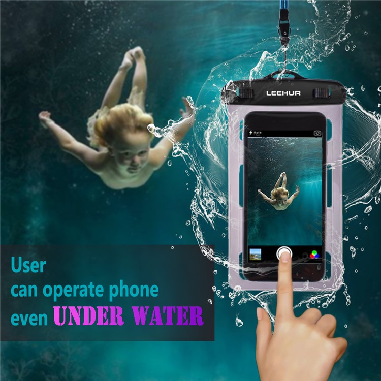 LEEHUR 2Pcs/Set Couple 30M Underwater Waterproof Bags for iPhone 7 Plus etc, Size: 195 x 106mm - Black + Grey-8