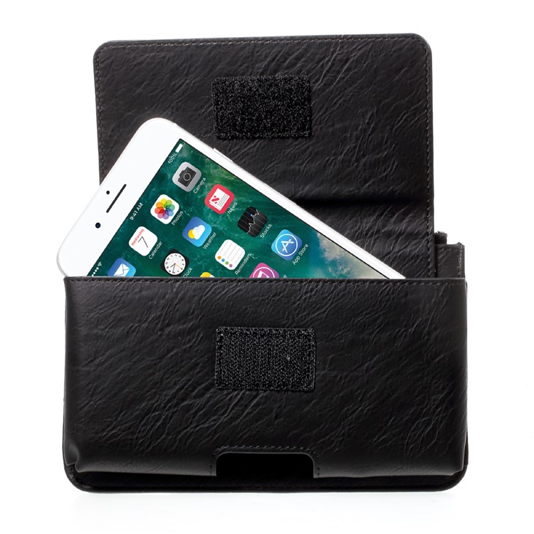 Universal Leather Waist Bag Pouch with Zipper Pocket for iPhone 7 Plus, Size: 159 x 80 x 1.2cm - Black-5
