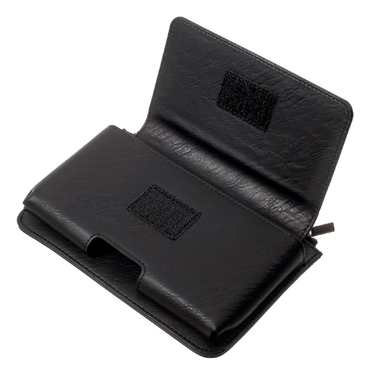 Universal Leather Waist Bag Pouch with Zipper Pocket for iPhone 7 Plus, Size: 159 x 80 x 1.2cm - Black-7