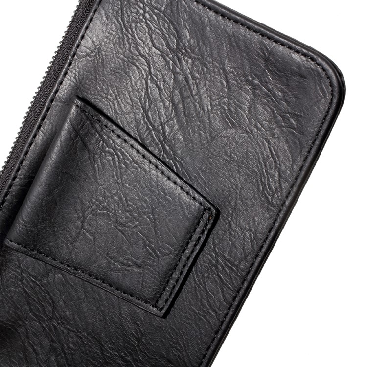 Universal Leather Waist Bag Pouch with Zipper Pocket for iPhone 7 Plus, Size: 159 x 80 x 1.2cm - Black-8