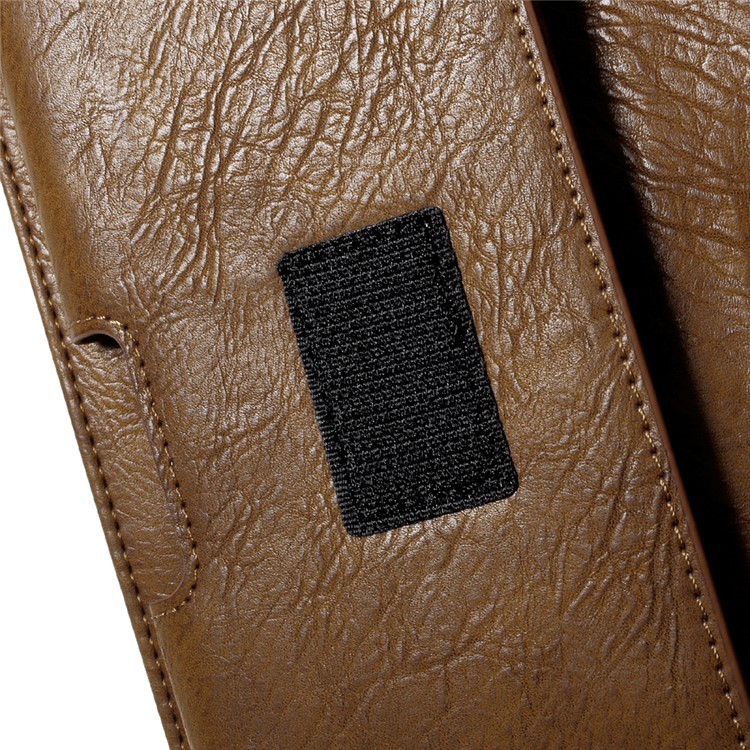 Bolsa de cintura de couro universal com bolso Zipper para iPhone 7 Plus, porte: 159 x 80 x 12mm - Castanho-6