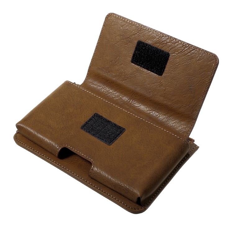 Bolsa de cintura de couro universal com bolso Zipper para iPhone 7 Plus, porte: 159 x 80 x 12mm - Castanho-8