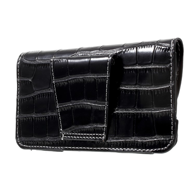 Crocodile Texture Universal Belt Clip PU Leather Holster Pouch for Samsung Galaxy S7 / iPhone 7 - Black-4