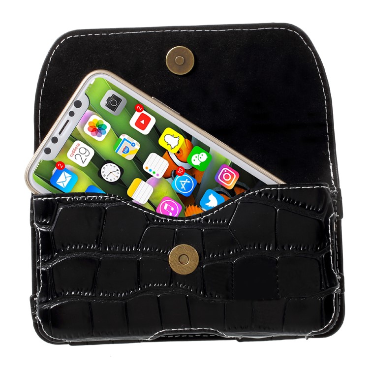 Crocodile Texture Universal Belt Clip PU Leather Holster Pouch for Samsung Galaxy S7 / iPhone 7 - Black-5