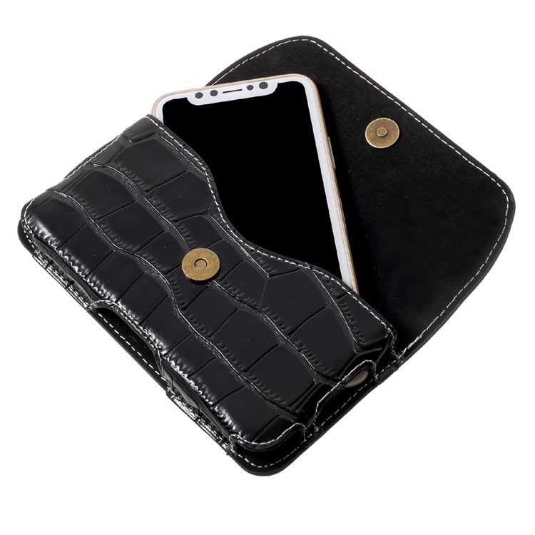 Crocodile Texture Universal Belt Clip PU Leather Holster Pouch for Samsung Galaxy S7 / iPhone 7 - Black-6