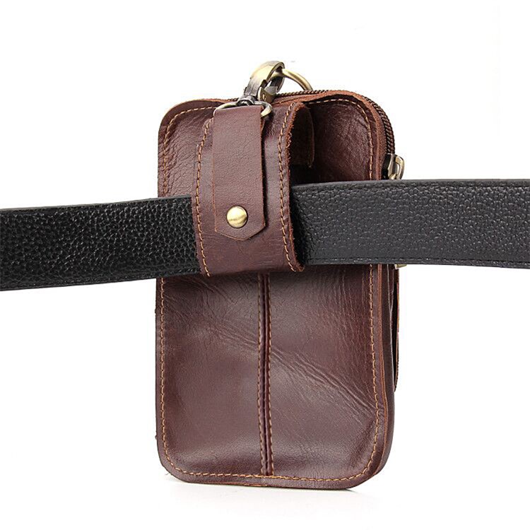 Vertical Design Crazy Horse Cowhide Leather Holster Pouch Waist Bag for 5.7-inch Phone - Style 002