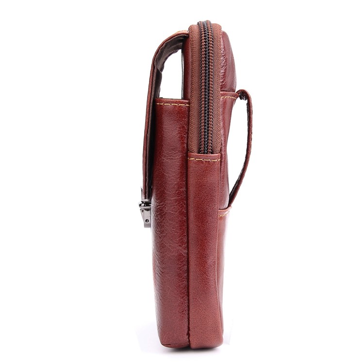 Universal Crazy Horse Genuine Leather Vertical Holster Pouch Bag for Samsung Note 8/S8 Plus etc. - Coffee-3