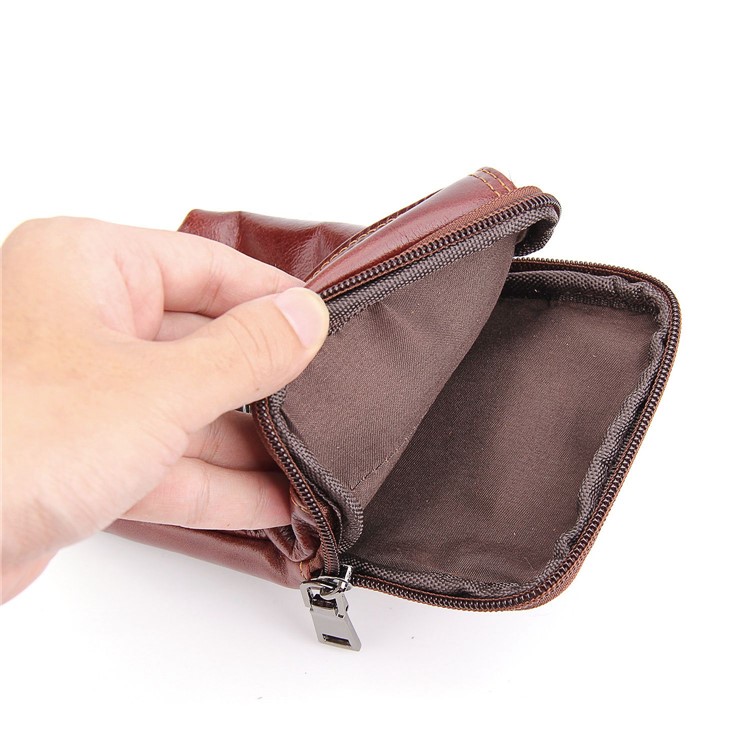 Universal Crazy Horse Genuine Leather Vertical Holster Pouch Bag for Samsung Note 8/S8 Plus etc. - Coffee-5