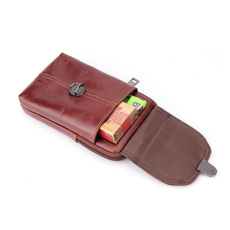 Universal Crazy Horse Genuine Leather Vertical Holster Pouch Bag for Samsung Note 8/S8 Plus etc. - Coffee-7